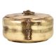 Round Brass Tiffin Box With Floral Carving With Decorative Latch