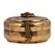 Used Round Brass Tiffin Box Engraved Beaded Design Handle and Latch