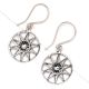 Starry Floral Delight 92.5 Sterling silver Earrings In Delicate Round Frame