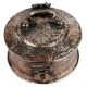 Copper Carved  Paan Daan Box With 6 Containers Big Handle And Latch
