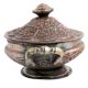 Carved Kashmiri Copper Rice Bowl Handles And Lid