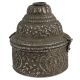 Round Embossed Indian Copper Storage Box Silver Plated