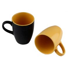 Decorative Handcraft Ceramic Black & Yellow Coffee Mug in Set Of 2