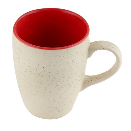 Decorative Handcraft Ceramic Coffee Mug In White & Red