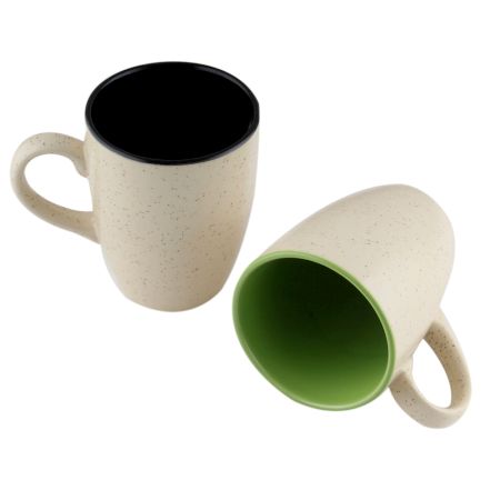 Decorative Handcraft Ceramic Black & Green Coffee Mug In Set Of 2