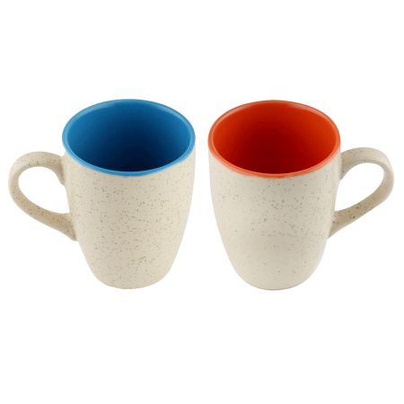 Designer Handcraft Ceramic Blue & Orange Coffee Mug In Set Of 2