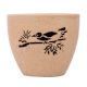 Beige Ceramic Pot With Hand painted Black Bird On Branch