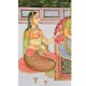 Handmade Canvas Painting of Mughal Emperor With Queens And Wine
