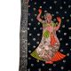 Pichwai Painting Of Lord Krishna with Gopies Floral Motifs On Black Cloth