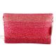 Pink Beaded Flap Bag With Chain