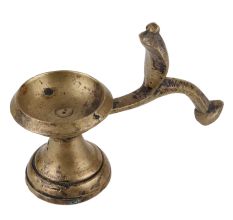 Handmade Golden Brass Oil Lamp Or Diya With Cobra Head