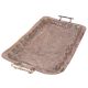 Copper Repoussed Design Serving Tray With Handles