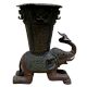 Brass Elephant Vase With Floral Engraving