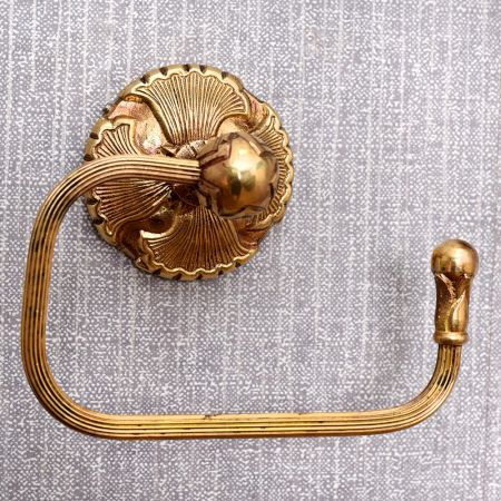 Antique Brass Floral Carving Toilet Roll Holder