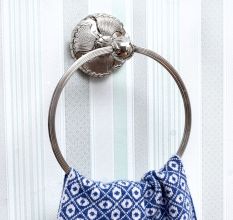 Silver Ornate Brass Towel Ring Holder