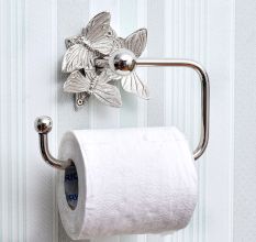 Brass Silver Butterfly Toilet Roll Holder