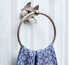 Brass Silver Butterfly Towel Ring