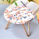 Wood And Resin Rainbow Speckled Cake Stand With Iron Legs