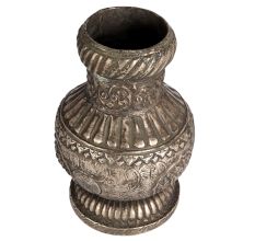 Aesthetic White Metal Flower Pot in Tibetan Art