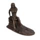 Vintage Brass Lady Seated on Cliff in English Art