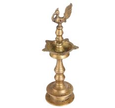 Brass Peacock Oil Lamp for Worship