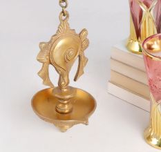 Golden Brass Hanging Oil Lamp for Decor