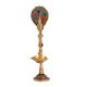 Golden Brass Oil Lamp with Colorful Stones