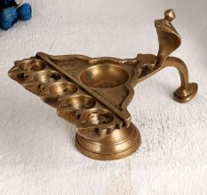 Finest Vintage Brass Aarti Oil Lamp for Prayer Room