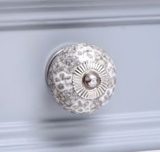 White Floral Crackle Cabinet Ceramic Knob