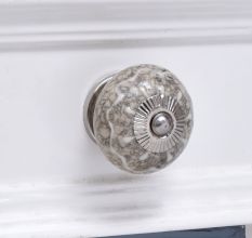 White Crackle Wheel Ceramic Cabinet Knob