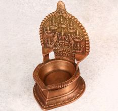 Premium Brass Gajalaxmi Oil Lamp in South Indian Art