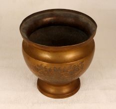 Engraved Handmade Brass Flower Pot in South Indian Art