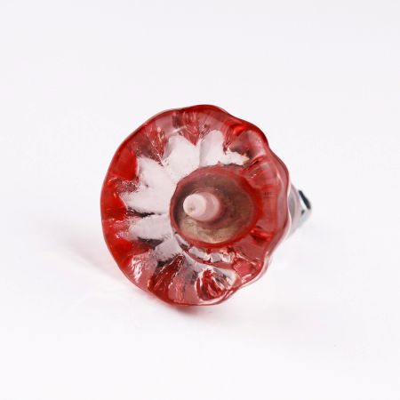 Peach Pink Paneled Sides Glass Drawer Knobs