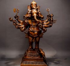 Standing Handmade Lord Ganesha Brass Statue for Home Decor