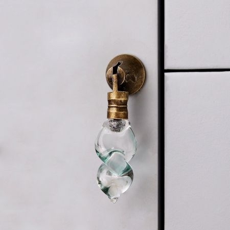Decorative Mint Glass Pull Teardrop Wardrobe Knob