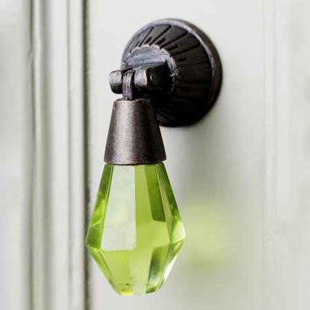 Handmade Green Octagon Teardrop Glass Pull Cabinet Knob