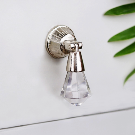 Clear Octagon Teardrop Glass Pull Cabinet Knob
