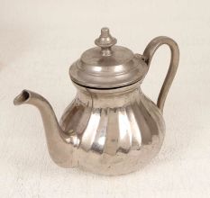 Used Handmade Brass Kettle with Nickel Plated for Decor