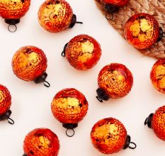 12 Pieces Amber Glass Christmas Ornaments For Tree Decoration