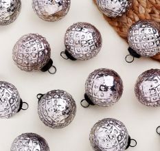 12 Pieces Modern Glass Silver Christmas Ornaments For Tree Decoration