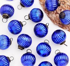 12 Pieces Round Blue Glass Christmas Ornaments For Tree Decoration