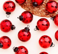 12 Pieces Decorative Red Glass Ornaments - Christmas Tree Ornaments