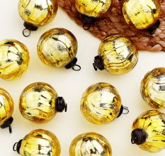 12 Pieces Modern Golden Coloured Christmas Ornaments