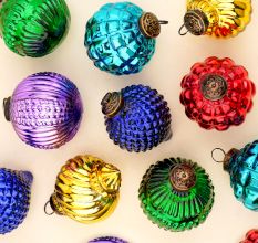 6 Pieces Modern Multicolor Coloured Glass Christmas Ornaments