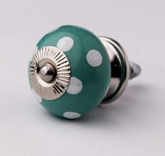 Sea Green Dotted Ceramic Knob