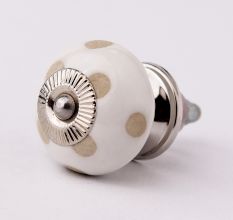 White Etched Ceramic Knob 45