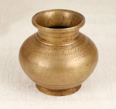 Sturdy Handmade Brass Water Pot with Engraving for Rituals