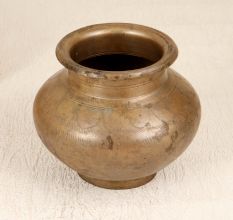 Engraved Beautiful Brass Holy Water Pot in Brown Finish for Prayer