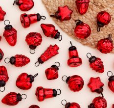 Red Christmas Ornaments - Glass Ornaments For New year Decoration - 25 Pieces