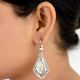 Diamond Shaped 92.5 Sterling Silver Earrings With Decorative Border